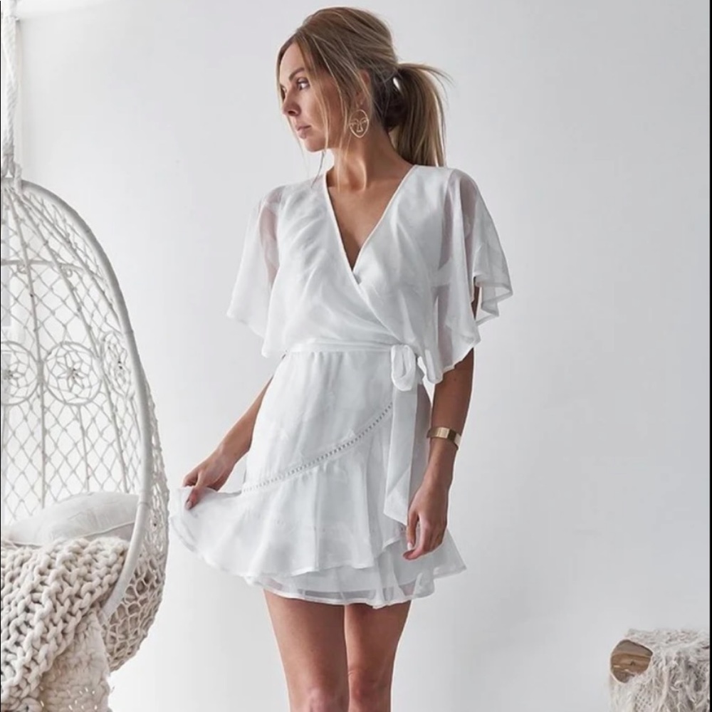 White flowy mini dress